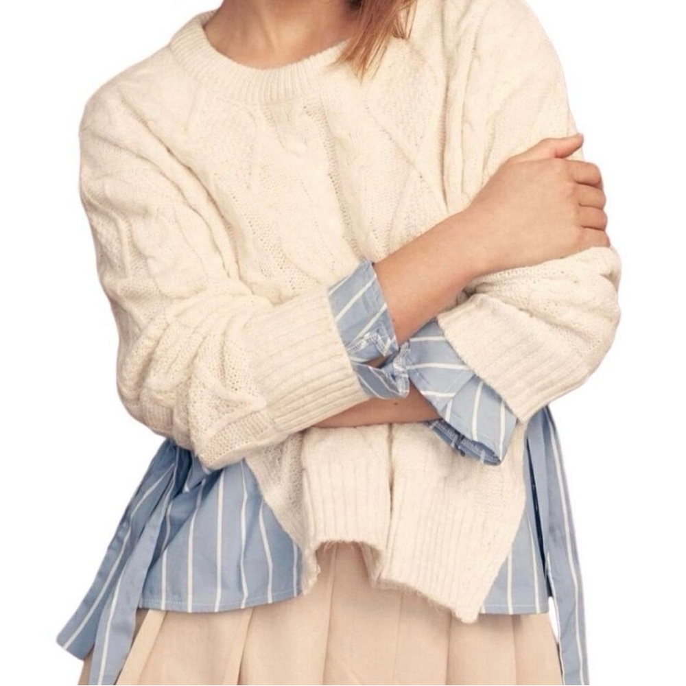 Anthropologie Cream Cable Knit Sweater